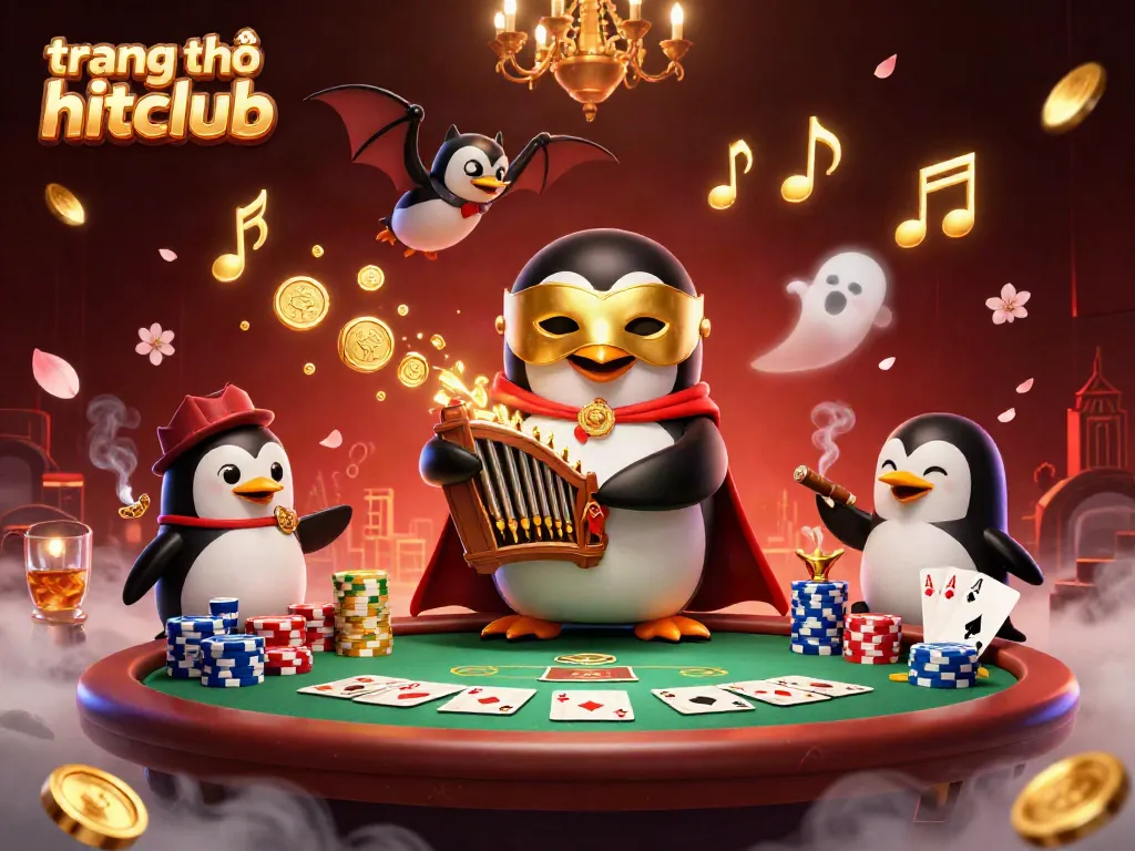 Experience excitement at trang chủ hitclub with a dynamic casino scene featuring a penguin organist.