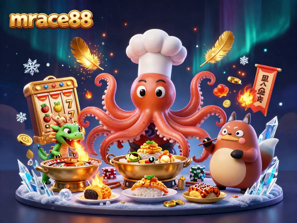 Experience the energy of mrace88 with vibrant characters in a dynamic casino setting featuring slots and roulette.